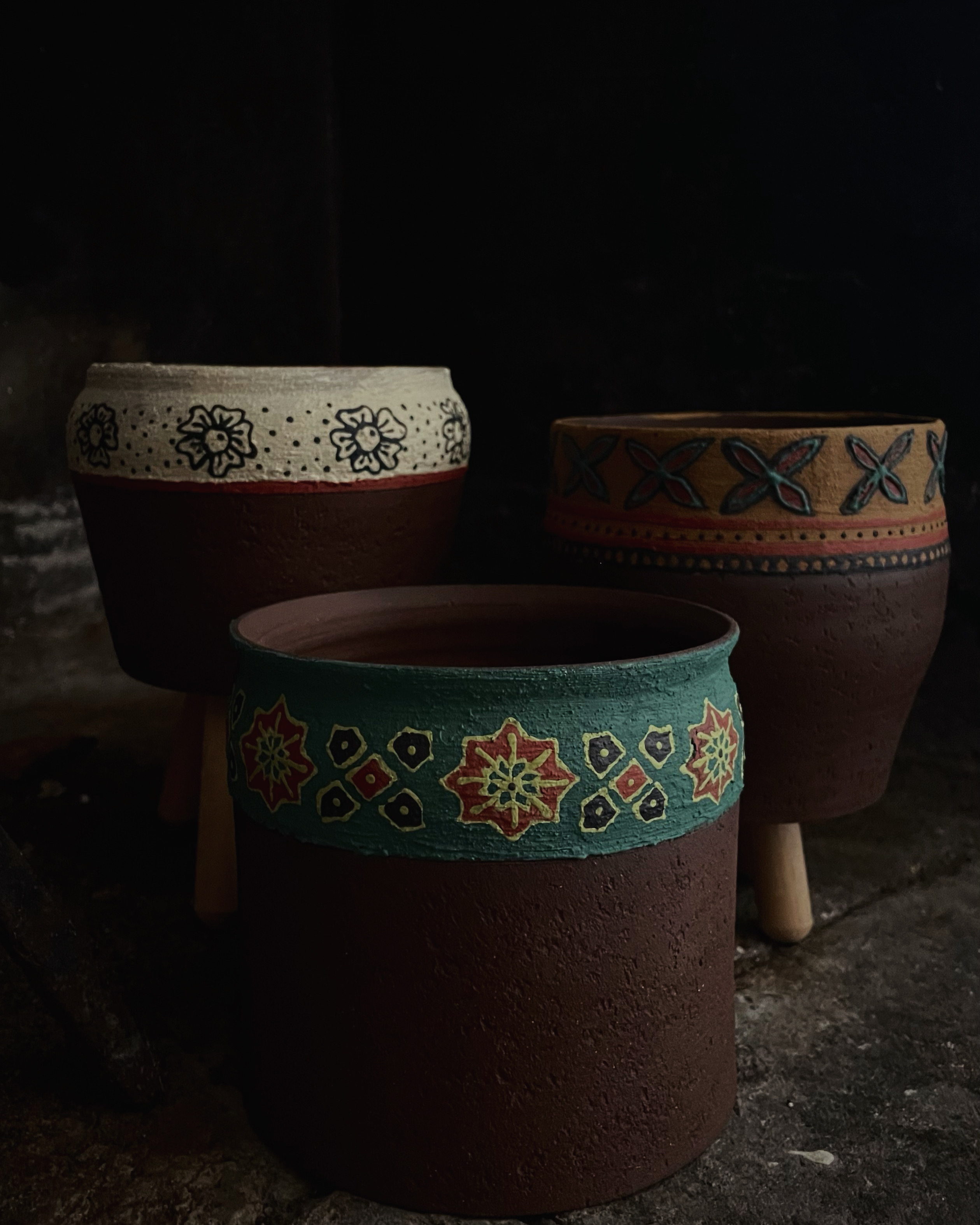 Block printed planters